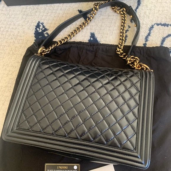 Chanel boy flap bag large gold chain - Picture 8 of 15